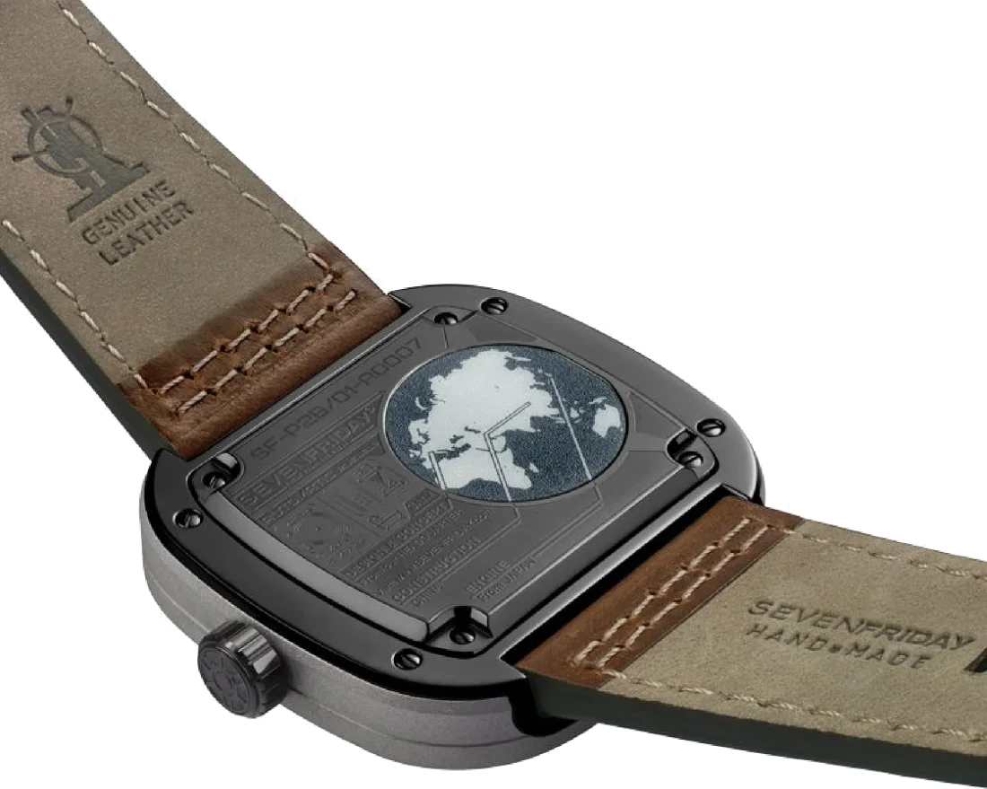Montre Homme SEVENFRIDAY P-Series P2B/01 Automatique, Cadran Multicolore, Boîtier Argent 47mm, Bracelet Cuir Marron vue 5