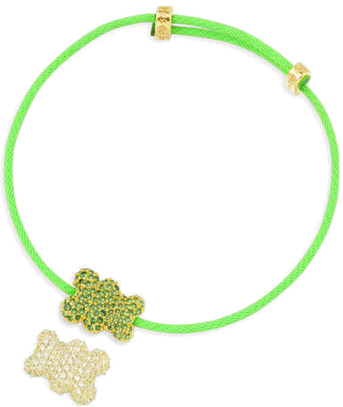 Bracelet APM Monaco ajustable Yummy Bear Baby en Nylon vert fluo