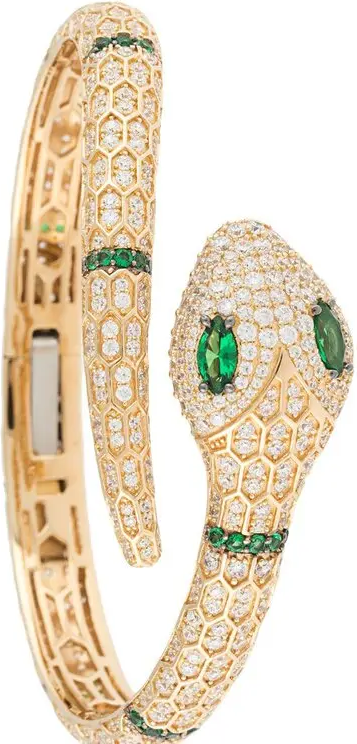 Bracelet jonc ouvert APM Monaco AB4179XKGY - Serpent plaqué or jaune avec cristaux - Unisexe vue 2