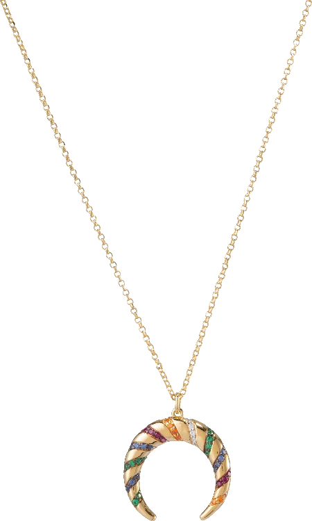 Collier ajustable femme APM Monaco Lune Multicolore plaqué or jaune - Réf. AC4943MY