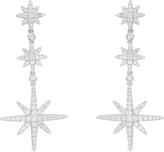 Boucles d'oreilles APM Monaco triple météorites argent 925