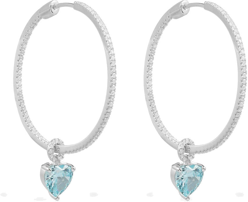 Boucles d'oreilles créoles APM MONACO en argent motif coeur - Bleu vue 3