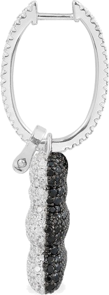 Boucle d'oreille individuelle Ours APM Monaco Yummy Bear Clip en argent 925 - Noir - Blanc