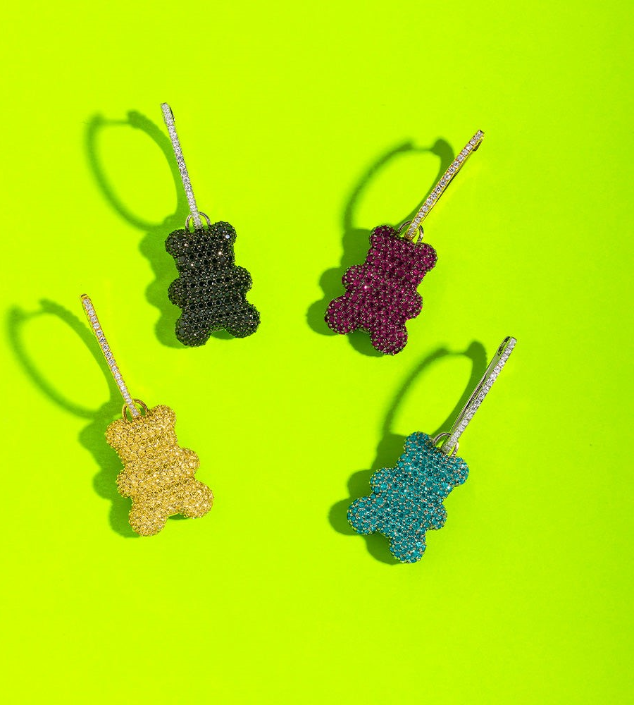 Boucle d'oreille individuelle Ours APM Monaco Yummy Bear Clip en argent 925 - Noir - Blanc vue 5