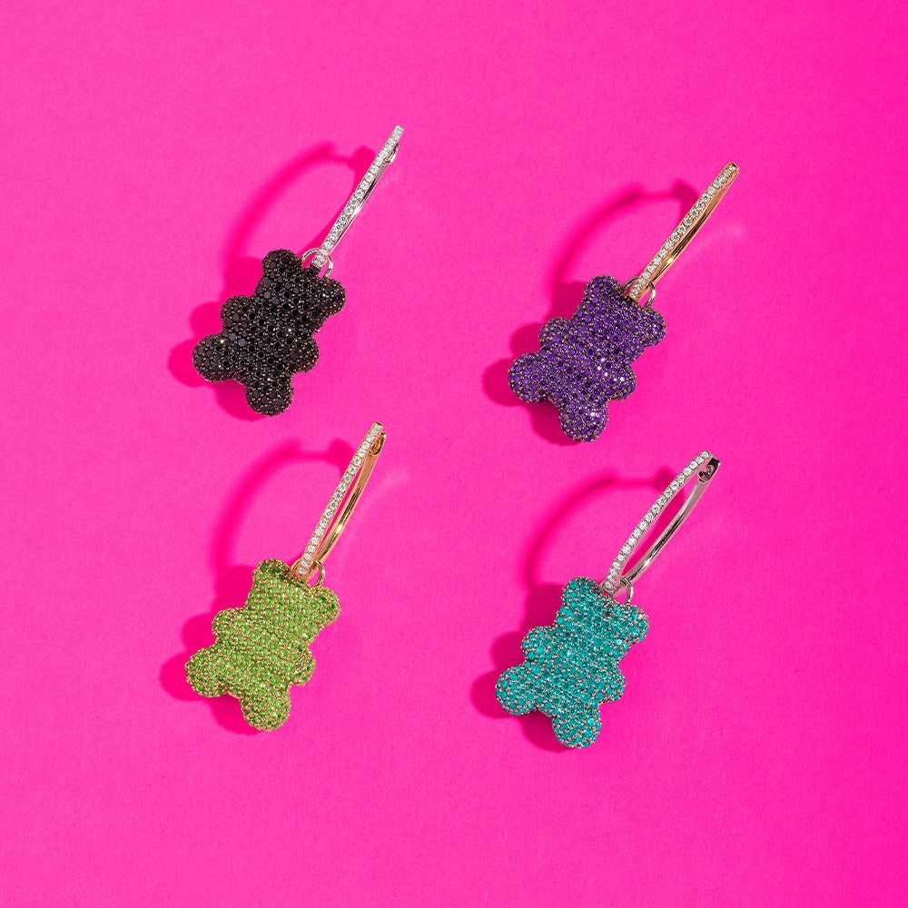 Boucle d'oreille individuelle Ours APM Monaco Yummy Bear Clip en argent 925 - Noir - Blanc vue 6