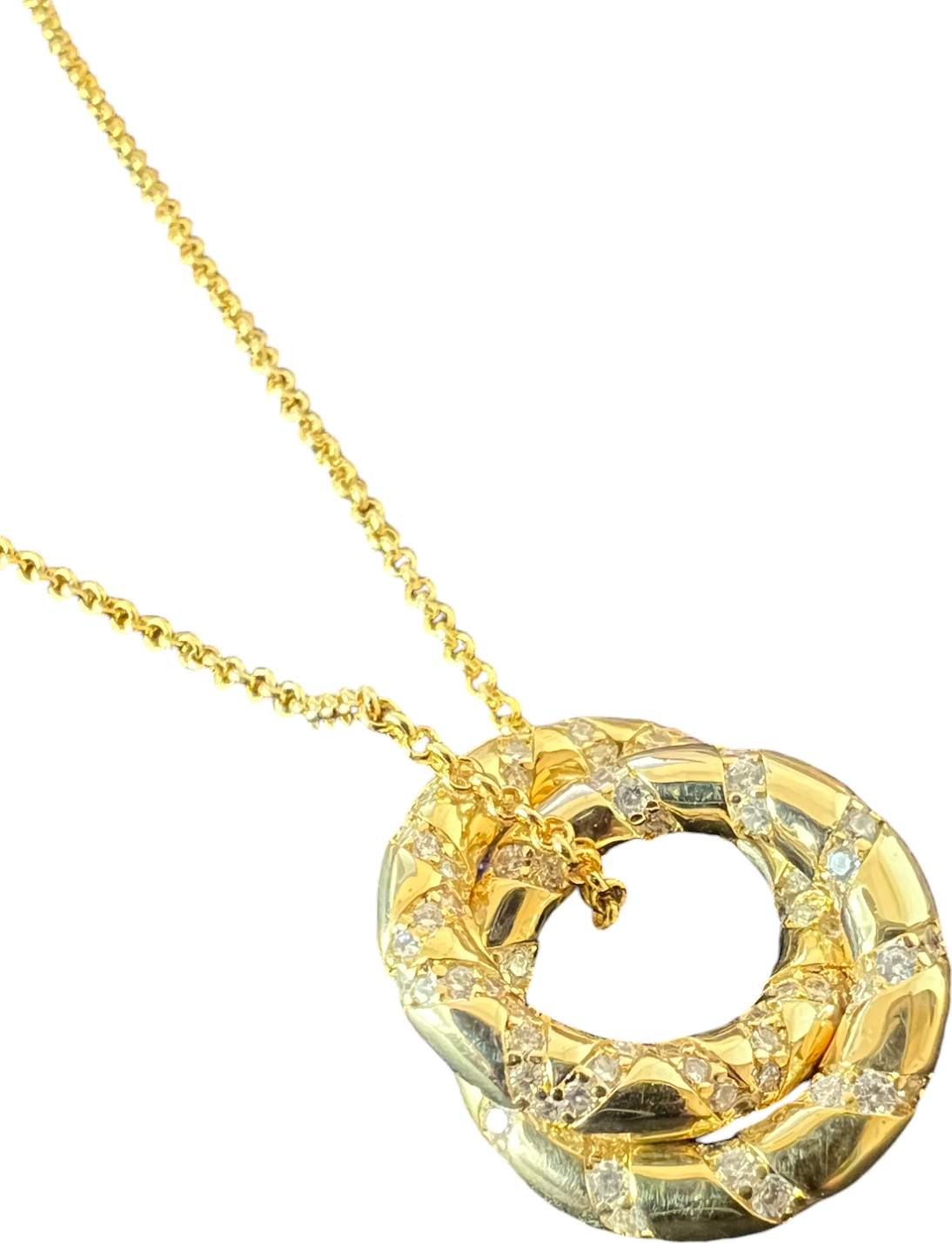 Collier APM Monaco ajustable double cercles instrustés de cristaux plaqué or jaune vue 2