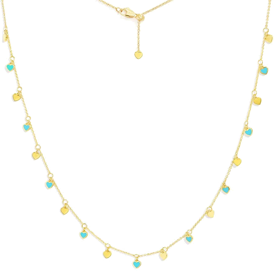 Collier APM Monaco YC6976ETU en plaqué or jaune et turquoise pour femme