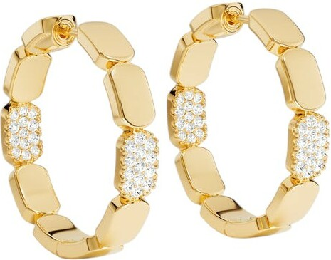 Boucles d'oreilles mini créoles APM Monaco Yacht Club plaqués or jaune 18 carats micropavés de cristaux