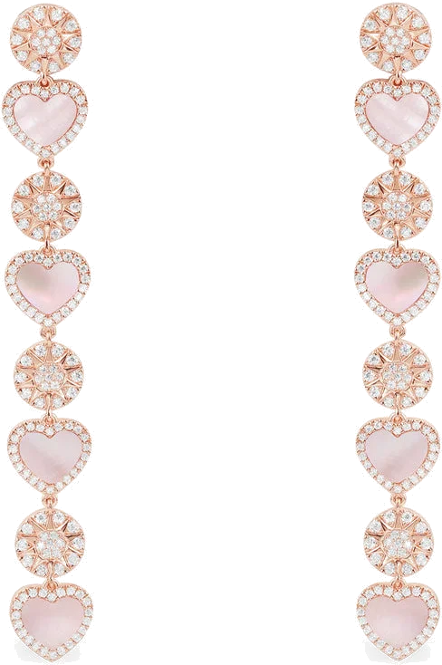 Boucles d'oreilles pendantes APM Monaco coeur en nacre rose - Réf. PE13731XNAC