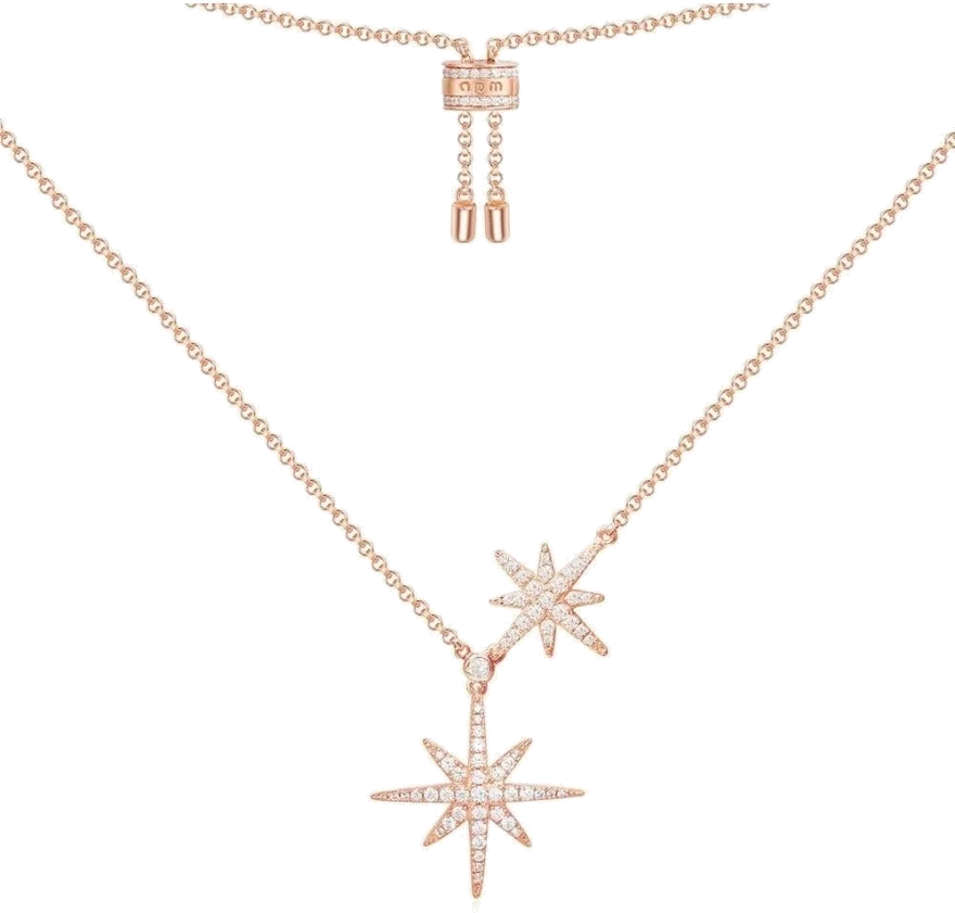 Collier ajustable femme APM Monaco Double Météorites Étoiles plaqué or rose - RC3351OX