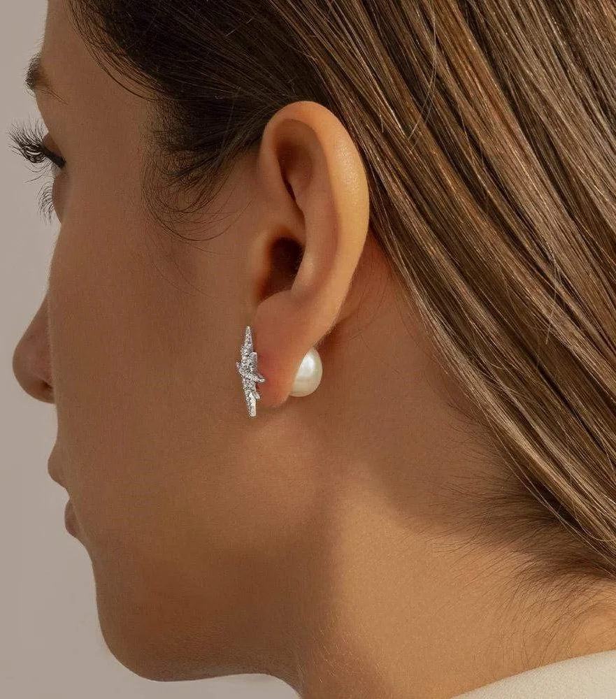 Boucle d'oreille femme APM Monaco Météorites Argent 925 et perle - Réf. AE9109XPL vue 3
