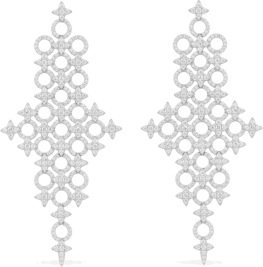 Boucles d'oreilles pendantes APM Monaco Météorites et Cercles XL en Argent 925 - Réf. AE14203OX