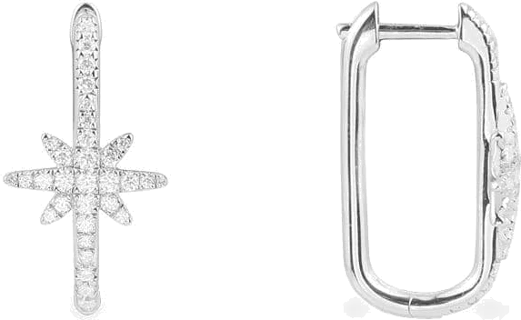 Boucles d'oreilles créoles rectangulaires APM Monaco Météorites en argent 925, zirconium blanc - Réf. AE13240OX