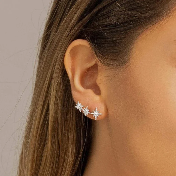 Boucles d'oreilles asymétriques en argent 925 APM Monaco Météorites, réf. AE10118OX vue 2