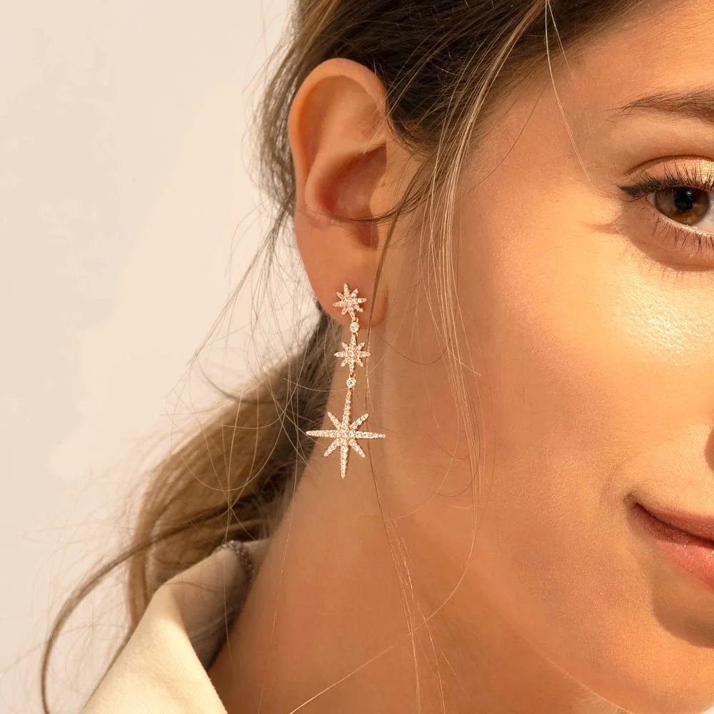 Boucles d'oreilles APM Monaco Météorites triple étoiles plaqué or rose 18k - Réf. PE13083OX vue 2