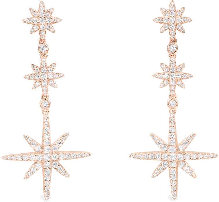 Boucles d'oreilles APM Monaco Météorites triple étoiles plaqué or rose 18k - Réf. PE13083OX