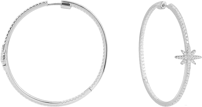 Boucles d'oreilles créoles APM Monaco Météorites en argent 925, zirconium, réf. AE13505OX