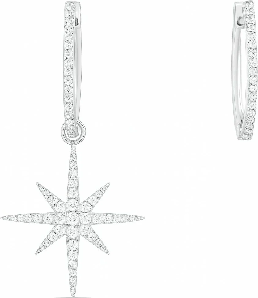 Boucles d'oreilles asymétriques en argent 925 APM Monaco Météorites, zircons blancs, réf. AE10964OX