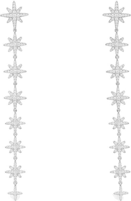 Boucles d'oreilles pendantes APM Monaco Météorites en argent 925, zirconium, réf. AE13396OX