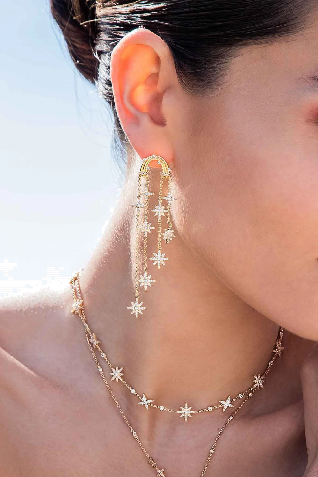 Boucles d'oreilles longues APM Monaco Météorites plaqué or jaune - Réf. YE14492OX vue 3