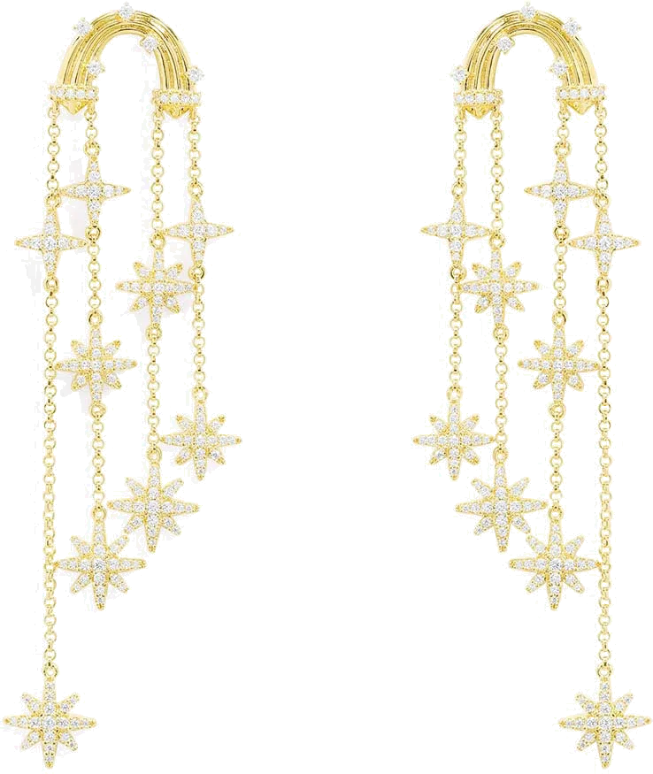 Boucles d'oreilles longues APM Monaco Météorites plaqué or jaune - Réf. YE14492OX