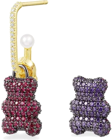 Boucle d'oreille individuelle APM Monaco Yummy Bear Baby Clip Valentin plaqué or 18k - YE13983XRVPL