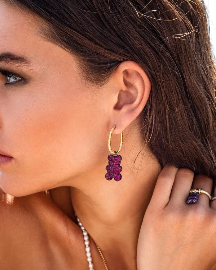 Boucle d'oreille individuelle APM Monaco Yummy Bear Baby Valentin plaqué or 18K - Réf. YE14055XKRV vue 3