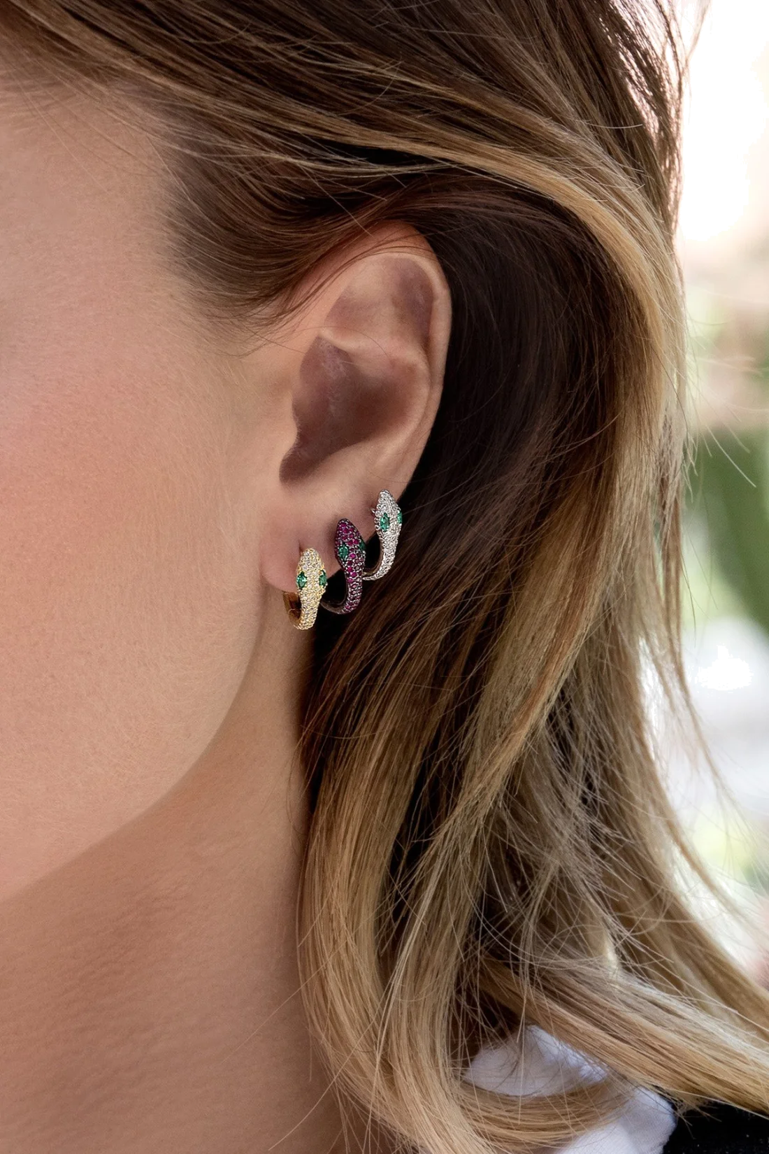 Boucles d'oreilles femme APM Monaco Kaa Serpent en argent 925, référence AE10184XKG vue 2