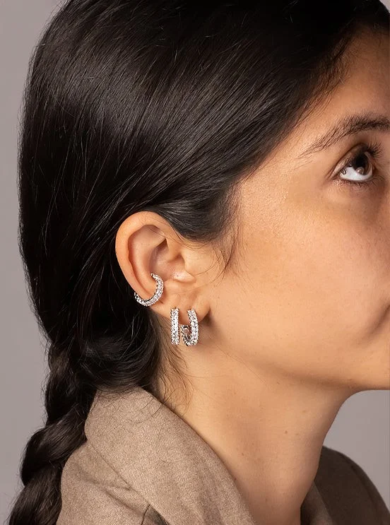 Boucle d'oreille individuelle APM Monaco AE12372OX en argent 925, cœur pavé de cristaux, pour femme vue 3