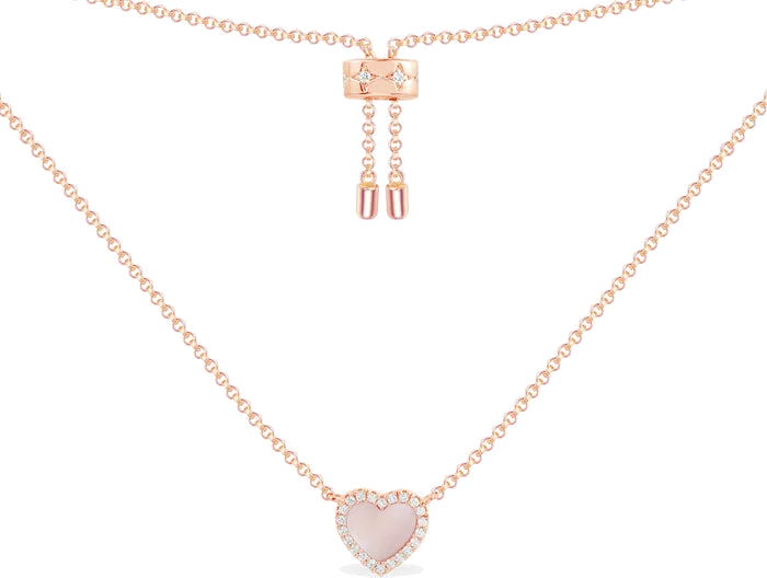 Collier ajustable APM Monaco PC5795XNAC en or rose avec coeur en nacre rose