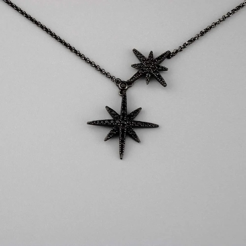 Collier femme APM Monaco AC3351BZT Double Météorites en métal rhodié noir vue 2