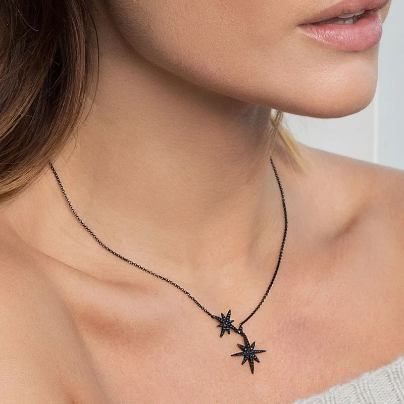 Collier femme APM Monaco AC3351BZT Double Météorites en métal rhodié noir vue 3