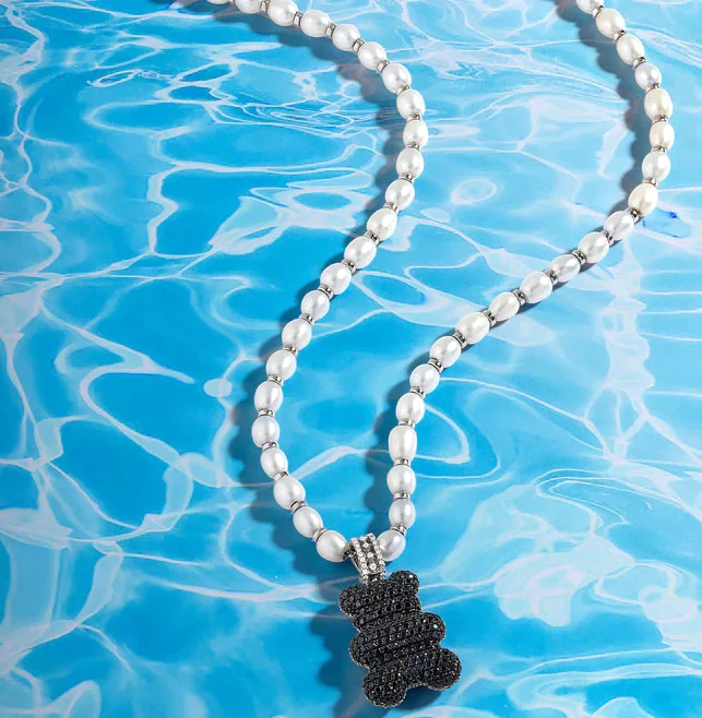 Collier APM Monaco Yummy Bear Mood XL en argent 925 AC6384M - Pendentif nounours avec perles vue 2