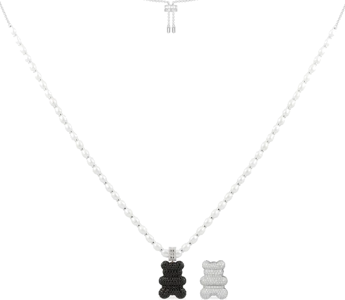 Collier APM Monaco Yummy Bear Mood XL en argent 925 AC6384M - Pendentif nounours avec perles