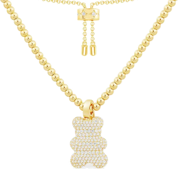 Collier unisexe APM Monaco Yummy Bear Sunny en or, incrusté de zirconiums - Réf. YC6768OX