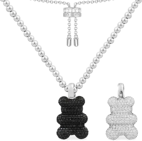 Collier APM Monaco AC6768XBZ en argent 925, motif Ours Yummy Bear pavé de cristaux, unisexe