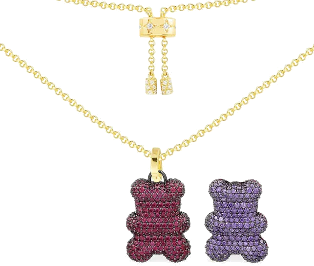 Collier APM Monaco YC6483XVKR en argent 925, pendentif ourson Yummy Bear serti zirconium, unisexe