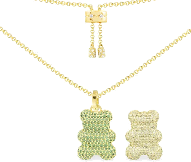 Collier APM Monaco Yummy Bear Wonderland en argent 925, ourson pavé de cristaux, réglable 42-65 cm, unisexe, réf. YC6483XLIY