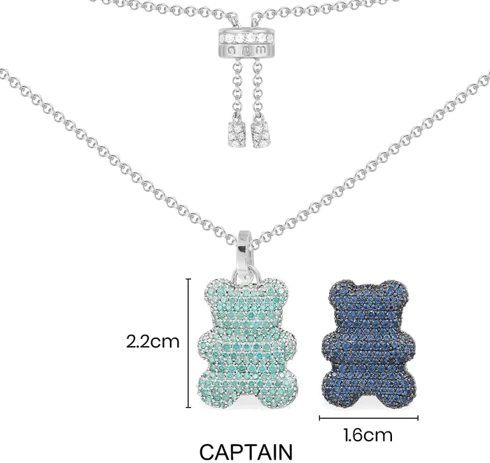 Collier APM Monaco AC6483XIKB en argent 925, pendentif ourson Captain Yummy Bear serti de zirconium, longueur ajustable 42-65 cm, unisexe vue 4