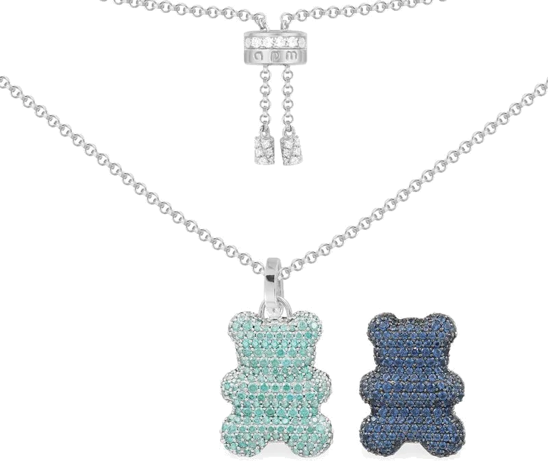 Collier APM Monaco AC6483XIKB en argent 925, pendentif ourson Captain Yummy Bear serti de zirconium, longueur ajustable 42-65 cm, unisexe