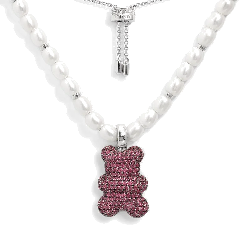 Collier APM Monaco Yummy Bear Malu AC6385MD en argent 925 avec perles et pendentif ours
