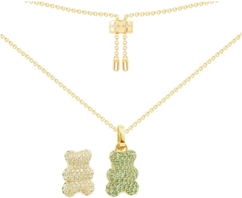 Collier APM Monaco YC6431XLIY en or jaune, pendentif ourson Yummy Bear pavé de zirconium, unisexe