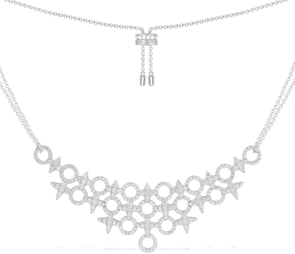 Collier pour Femme APM Monaco AC6550OX en Argent 925, double chaîne ajustable avec météorites