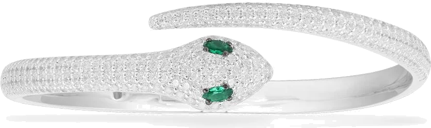 Bracelet jonc rigide APM Monaco AB4362XKG-M en argent rhodié pour femme, motif serpent et cristaux