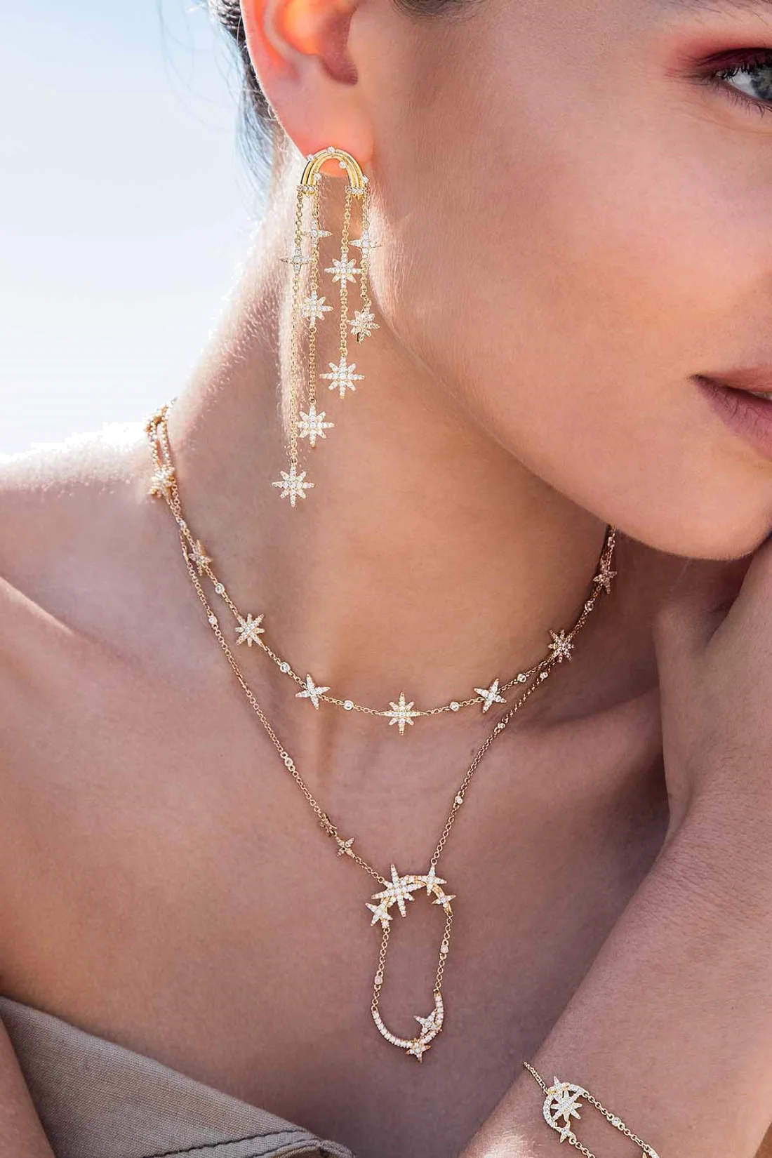 Collier APM Monaco YC6762OX ajustable météorites plaqué or jaune pour femme vue 2