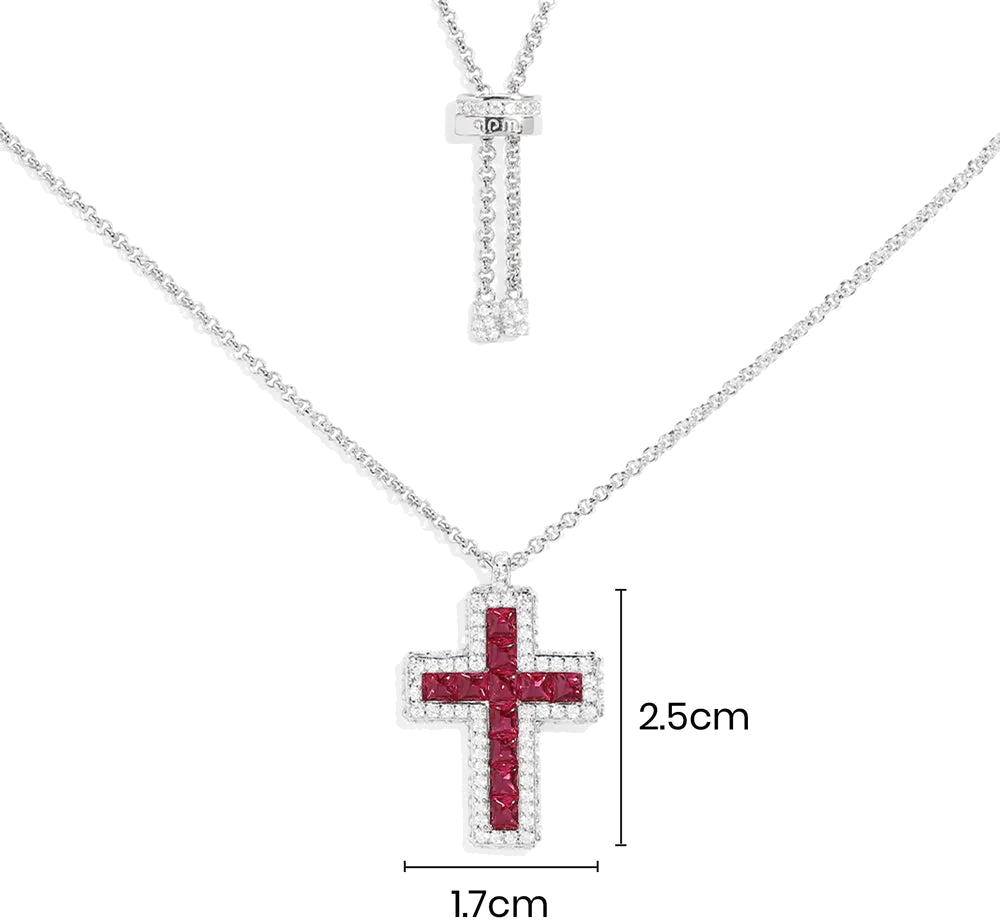 Collier unisexe APM Monaco Croix pavée fuchsia en argent 925, Réf. AC7123XRR vue 5