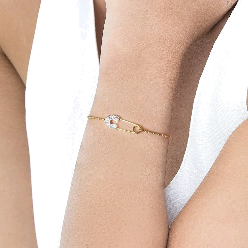 Bracelet femme APM Monaco AB4094OXY en plaqué or jaune avec cristaux vue 2