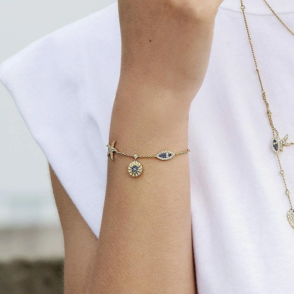 Bracelet APM Monaco Sea Luck ajustable, plaqué or jaune et cristaux blancs - Réf. AS044-110278 vue 2