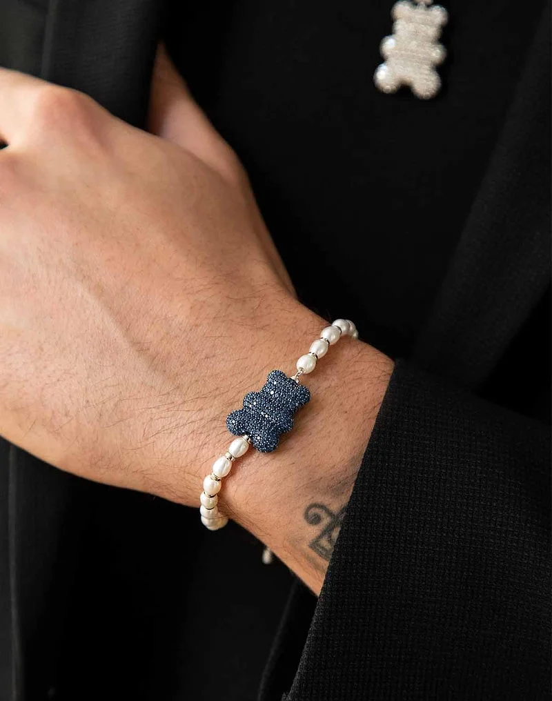 Bracelet ajustable unisexe APM Monaco Yummy Bear BABA en argent avec perles - Réf. AB5046XKBPL-S vue 2