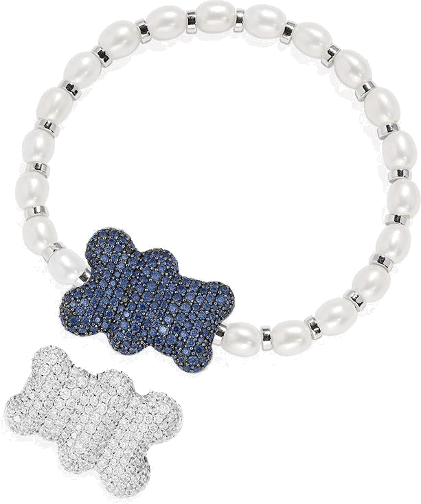 Bracelet ajustable unisexe APM Monaco Yummy Bear BABA en argent avec perles - Réf. AB5046XKBPL-S